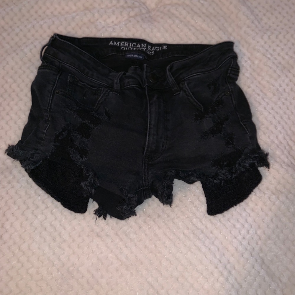 Black jean shorts
